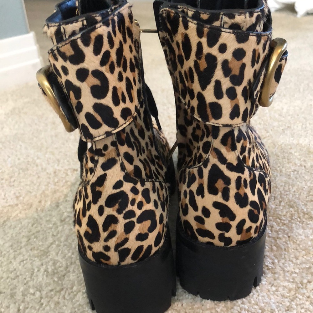 Coach Lucy Leopard print calf hair combat boots - Picture 4 of 11
